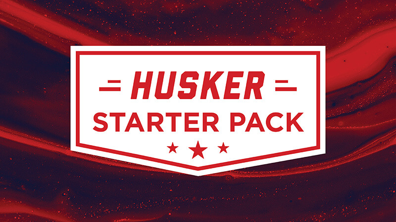 Husker Starter Pack text on red background