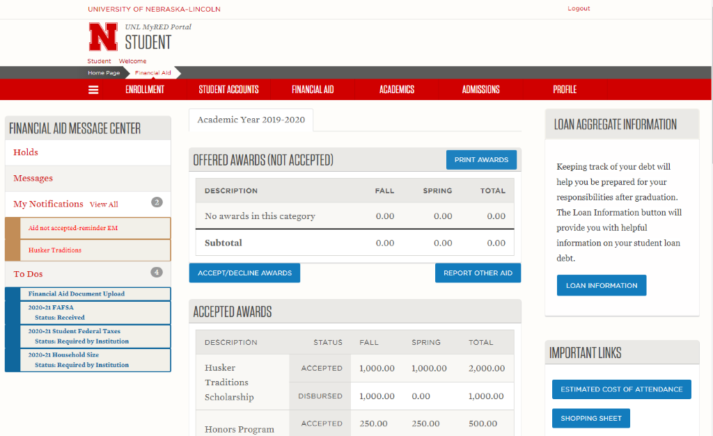 screen capture of MyRed To-Dos page.