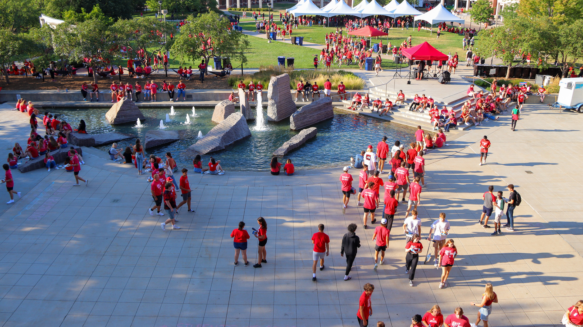 Aerial view of Big Red Welcome, Chancellor's BBQ